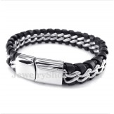 Men's Titanium Leather Bracelet