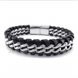 Men's Titanium Leather Bracelet