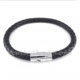 Men's Black Leather Bracelet