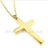 Men's Titanium Gold Cross Pendant with Free Chain