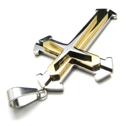 Men's Pure Titanium Star Pendant Cross Necklace Chain