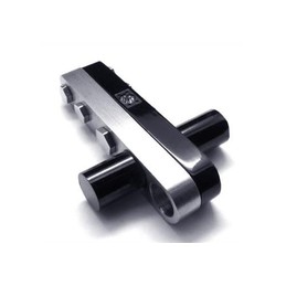 Men Black Silver Pure Titanium Cross Pendant Necklace