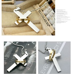 Men's Titanium Gold Cross Pendant