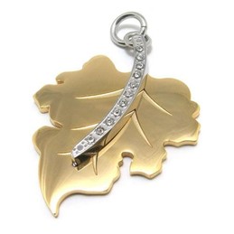 Mens Golden Pure Titanium Maple Leaf Pendant Necklace