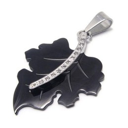 Black Pure Titanium Maple Leaf Pendant Necklace Chain