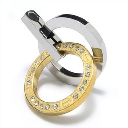 Golden & Silver Pure Titanium Rings Pendant Necklace