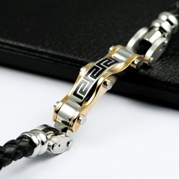 Wall Chart titanium leather bracelet