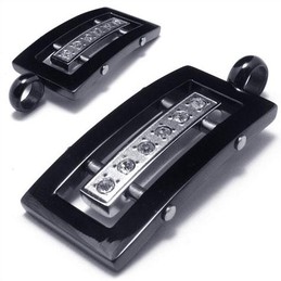 Men Silver Black Pure Titanium Pendant Necklace Chain