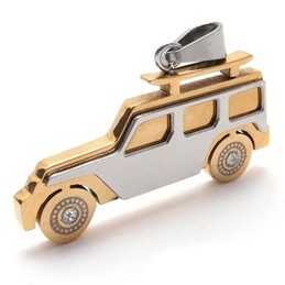 Mens Golden Pure Titanium Jeep Pendant Necklace Chain