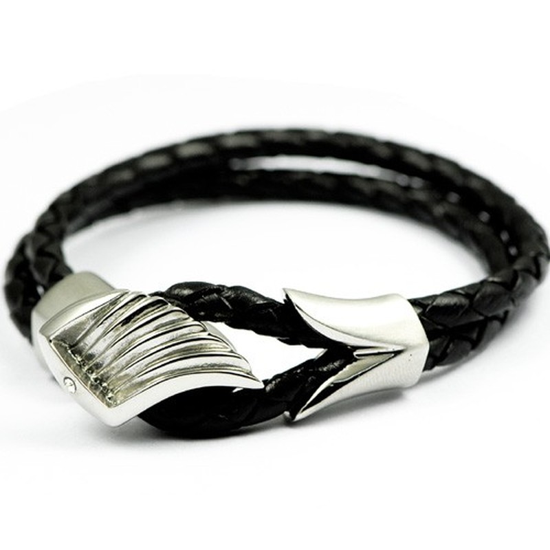 Titanium leather bracelet