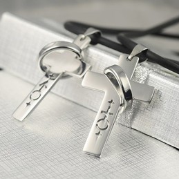 Male and female symbols couples necklace