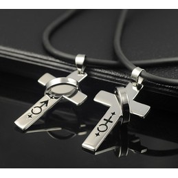 Male and female symbols couples necklace