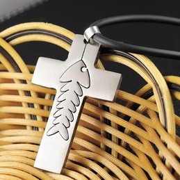 Titanium fish bone necklace