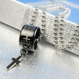 Mens Black Titanium Cross necklaces