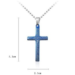 Exquisite Man Blue bible Cross Pendant and Necklace