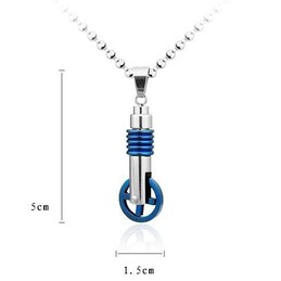Blue and silver unicycle titanium pendant and necklace
